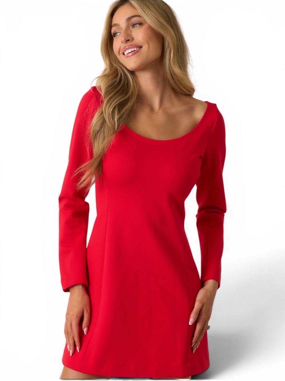 SPANX Red Ponte Long Sleeve Mini Dress NWT Medium - Picture 10 of 11